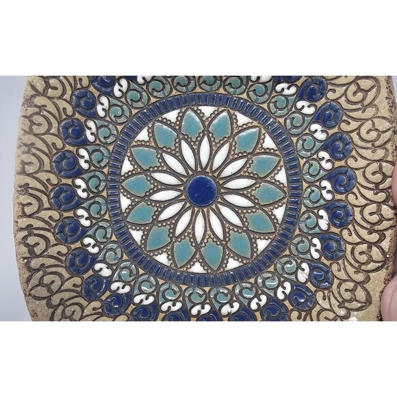 Sweet Little Mandala Marion Pollman Clay Art Rustic Ceramic Trinket Dish - Picture 3 of 13